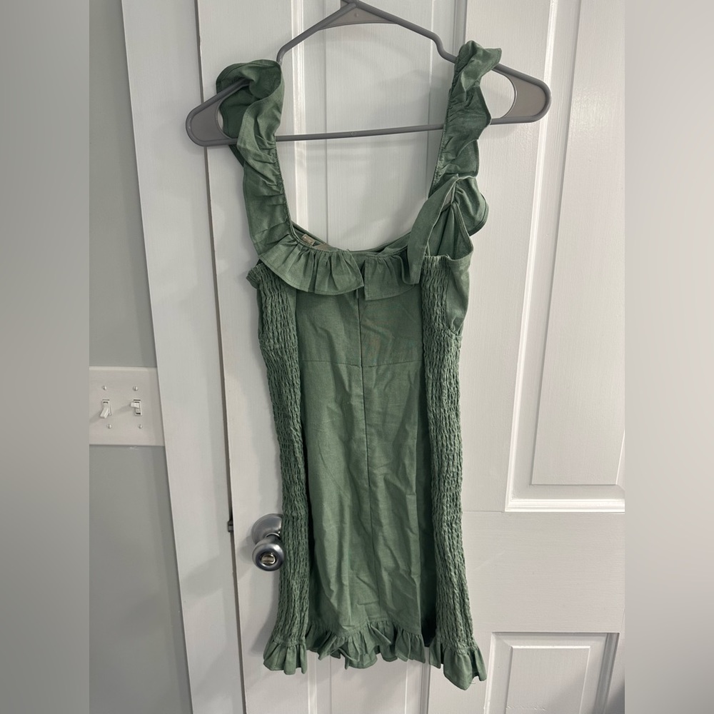 ASOS Green Mini Dress with ruffles - Picture 2 of 4